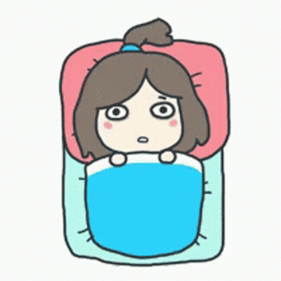 Cartoon Girl Lying In Bed With Blue Blanket GIF