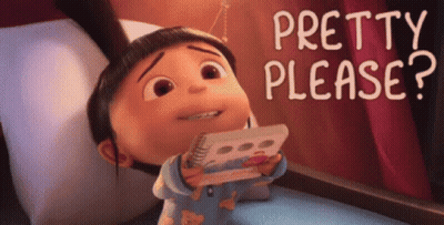 Cartoon Girl Lying On Bed Holding Book Pretty Please GIF