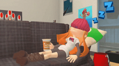 Cartoon Girl Lying On Couch With Soup GIF