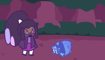 Cartoon Girl Lying On Purple Ground GIF