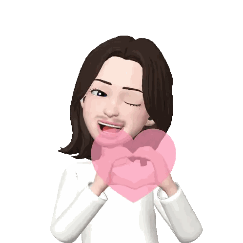 Cartoon Girl Making Heart Shape Sticker