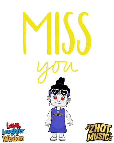 Cartoon Girl Miss You Poster Sticker