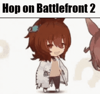 Cartoon Girl Next To Horse Saying Hop On Battlefront 2 GIF