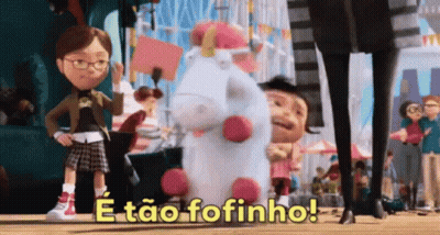 Cartoon Girl Next To Stuffed Unicorn E Tão Fofinho GIF
