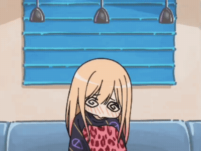 Cartoon Girl On Couch With Leopard Print Pillow GIF