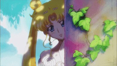 Cartoon Girl Peeking From Behind Tree GIF