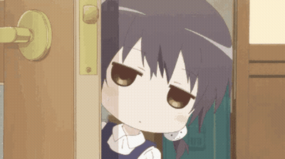 Cartoon Girl Peeking Out of Door