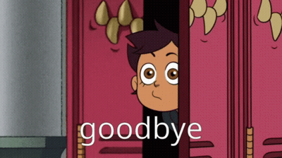 Cartoon Girl Peeking Out Of Locker Saying Goodbye GIF