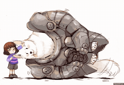 Cartoon Girl Petting Dog With LGBTL2 Watermark GIF