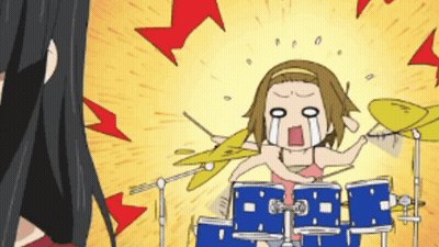 Cartoon Girl Playing Drums With Tears GIF