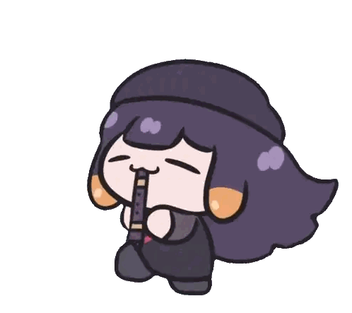 Cartoon Girl Playing Flute With Eyes Closed Sticker