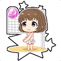 Cartoon Girl Playing Volleyball Sticker