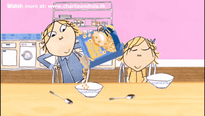 Cartoon Girl Pouring Cereal With Charlie And Lola Website GIF