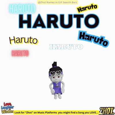 Cartoon Girl Riding Bike Surrounded by Names Haruto