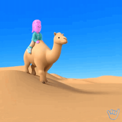 Cartoon Girl Riding Camel Saying So Chill GIF