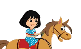 Cartoon Girl Riding Horse With Bottle Sticker