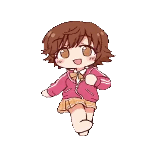 Cartoon Girl Running In Pink Sticker