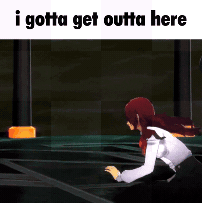 Cartoon Girl Running Saying I Gotta Get Outta Here