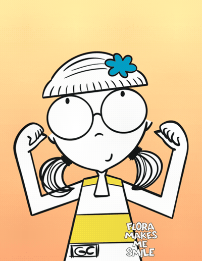 Cartoon Girl Saying Flora Makes Me Smile GIF