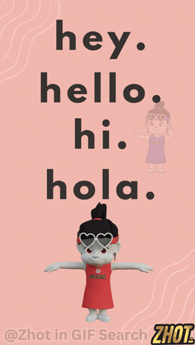 Cartoon Girl Saying Hey Hello Hi Hola GIF
