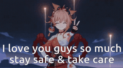 Cartoon Girl Saying I Love You Guys Stay Safe GIF