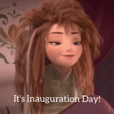 Cartoon Girl Saying It's Inauguration Day GIF