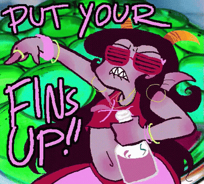 Cartoon Girl Saying Put Your Fins Up GIF