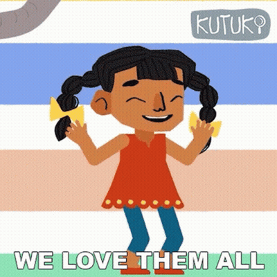 Cartoon Girl Saying We Love Them All GIF
