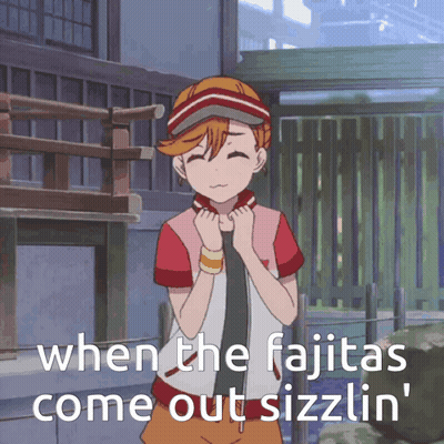 Cartoon Girl Saying When The Fajitas Come Out Sizzlin GIF