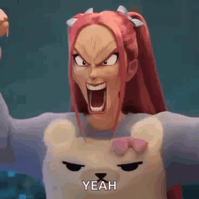 Cartoon Girl Screaming In Teddy Bear Sweater GIF