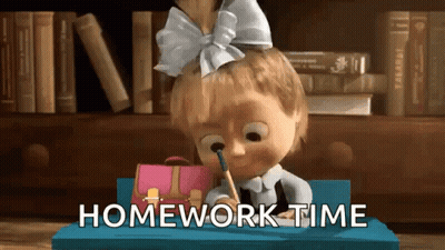 Cartoon Girl Sitting At Desk Homework Time GIF