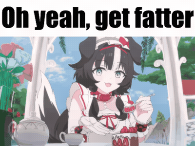 Cartoon Girl Sitting At Table Oh Yeah Get Fatter GIF