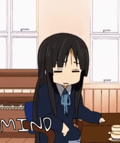 Cartoon Girl Sitting At Table Saying Mind GIF