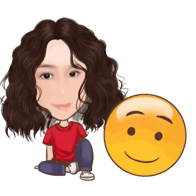 Cartoon Girl Sitting Beside Yellow Smiley Sticker