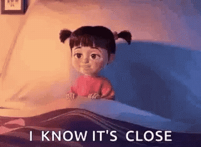 Cartoon Girl Sitting In Bed Saying I Know It's Close GIF