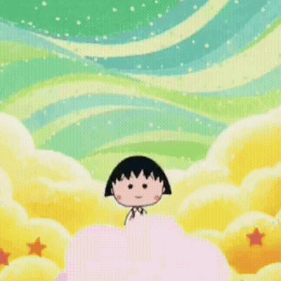 Cartoon Girl Sitting In Chair With Chinese Writing GIF