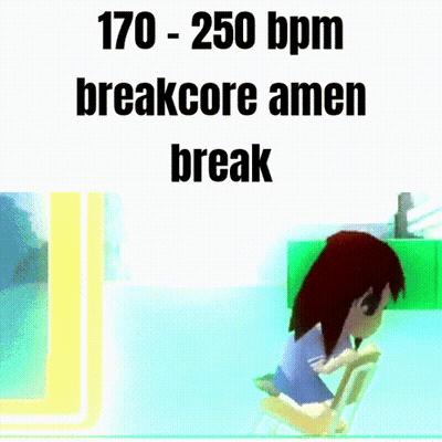 Cartoon Girl Sitting On Chair 170-250 Bpm Breakcore Amen Break GIF