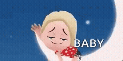 Cartoon Girl Sitting On Crescent Moon GIF