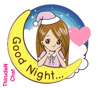 Cartoon Girl Sitting On Crescent Moon Good Night Sticker