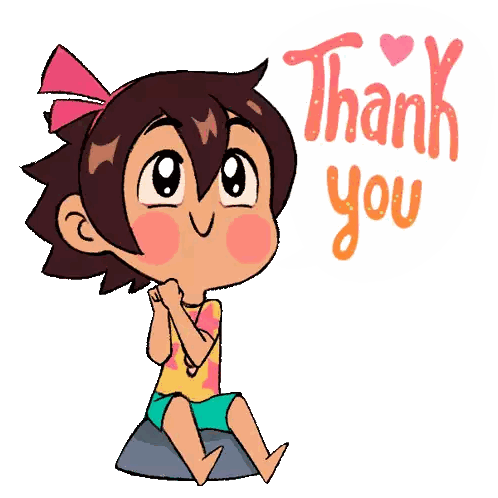 Cartoon Girl Sitting On Rock Saying Thank You Sticker