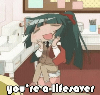 Cartoon Girl Sitting On Stool You're A Lifesaver GIF