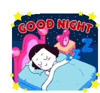 Cartoon Girl Sleeping With Good Night Sticker