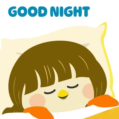 Cartoon Girl Sleeping With Good Night Sticker