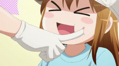 Cartoon Girl Smiling With White Glove On Face GIF