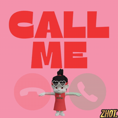 Cartoon Girl Standing Before Call Me Sign GIF