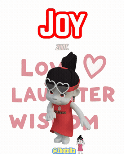 Cartoon Girl Standing Before Joy Sign GIF