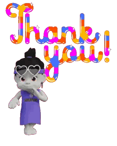 Cartoon Girl Standing Before Thank You Sticker