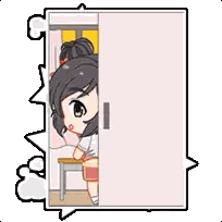 Cartoon Girl Standing In Closet Sticker