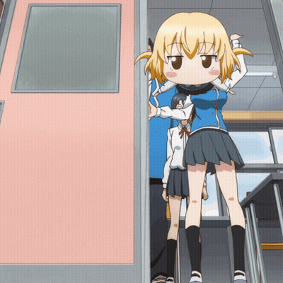 Cartoon Girl Standing In Doorway GIF