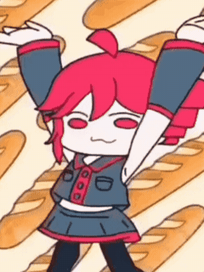Cartoon Girl Standing In Front Of Bread GIF
